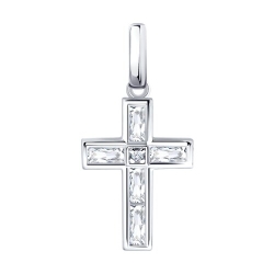 Cruce din argint  cu pietre Cubic Zirconia Incolor