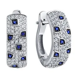 Cercei din aur alb cu Diamant, Safir
