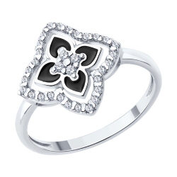 Inel din argint  cu pietre Cubic Zirconia Incolor, Emailare