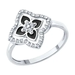 Inel din argint cu Cubic Zirconia Incolor, Emailare