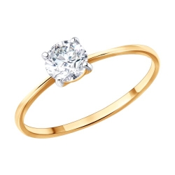 Inel din aur roșu cu Cubic Zirconia Incolor