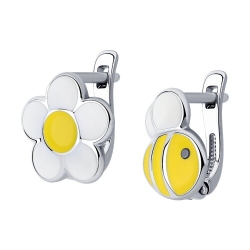 Детские серьги из серебра с камнями Эмаль