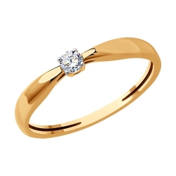 Кольцо из красного золота с камнями Бриллиант