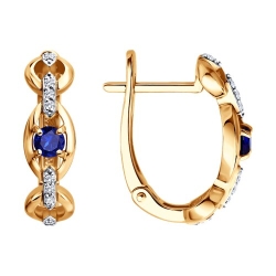 Cercei din aur roșu cu pietre Diamant, Safir