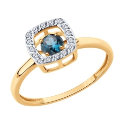 Inel din aur roșu cu pietre Cubic Zirconia Incolor, Topaz London