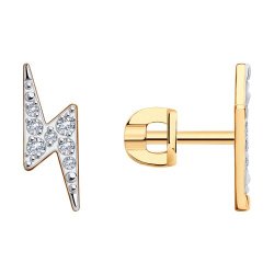 Cercei Pusete din aur roșu cu pietre Cubic Zirconia Incolor