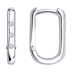 Серьги Конго из серебра с камнями Бриллиант