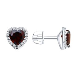 Cercei Pusete din argint  cu pietre Cubic Zirconia Incolor, Granat