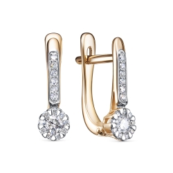 Серьги из красного золота с камнями Бриллиант