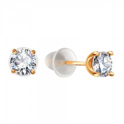 Cercei Pusete din aur roșu cu pietre Cubic Zirconia Incolor