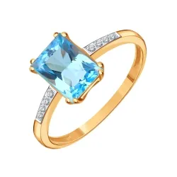 Inel din aur roșu cu Cubic Zirconia Incolor, Topaz