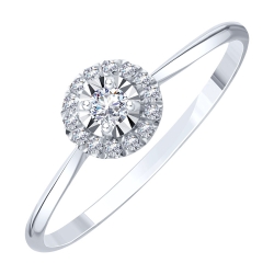 Inel din aur alb cu pietre Diamant