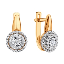 Cercei din aur roșu cu pietre Diamant