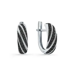 Cercei din aur alb cu Cubic Zirconia Negru