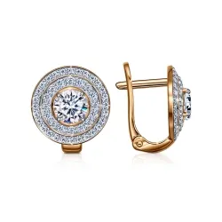 Cercei din aur roșu cu Cubic Zirconia Incolor