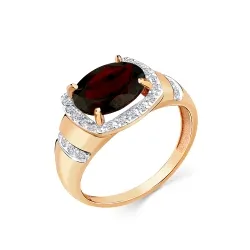 Inel din aur roșu cu Cubic Zirconia Incolor, Granat