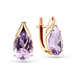 Серьги из красного золота с камнями Аметист