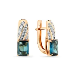 Cercei din aur roșu cu Cubic Zirconia Incolor, Topaz London