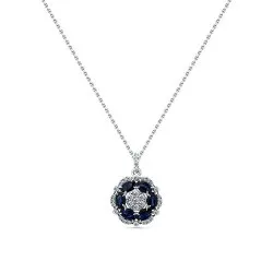 Colier din aur alb cu Diamant, Safir