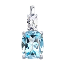 Pandantiv din argint  cu pietre Cubic Zirconia Incolor, Topaz albastru