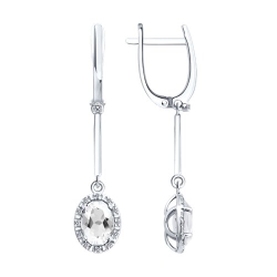 Cercei Suspendați din aur alb cu pietre Diamant, Diamant crescut și Cristal de munte