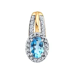 Pandantiv din aur roșu cu Cubic Zirconia Incolor, Topaz Swiss
