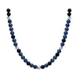 Colier din argint  cu pietre Agat negru, Sodalit