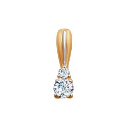 Pandantiv din aur roșu cu pietre Cubic Zirconia Incolor