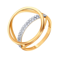 Кольцо из красного золота с камнями Фианит