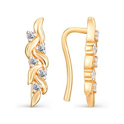 Cercei din aur roșu cu pietre Cubic Zirconia Incolor