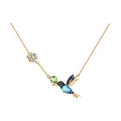 Colier din aur roșu cu pietre Cubic Zirconia Incolor, Cubic Zirconia Albastru Safir și Topaz Swiss