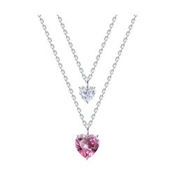 Колье из серебра с камнями Фианит, Фианит Розовый