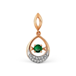 Подвеска из красного золота с камнями Бриллиант, Изумруд