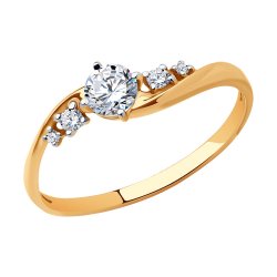 Inel din aur roșu cu pietre Cubic Zirconia Incolor