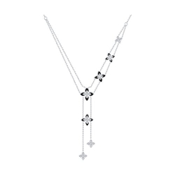 Колье из серебра с камнями Фианит, Эмаль