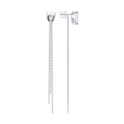 Серьги Пусеты из серебра с камнями Горный хрусталь