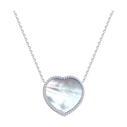 Colier din argint  cu pietre Cubic Zirconia Incolor, Sidef Alb