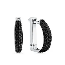 Cercei din aur alb cu Cubic Zirconia Negru