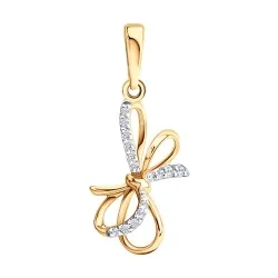 Pandantiv din aur roșu cu Cubic Zirconia Incolor