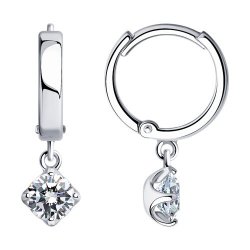 Cercei Creole din argint  cu pietre Cubic Zirconia Incolor
