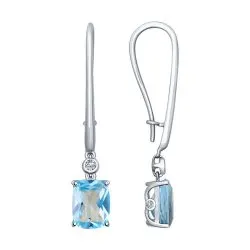 Cercei Suspendați din aur alb cu Cubic Zirconia Incolor, Topaz Swiss