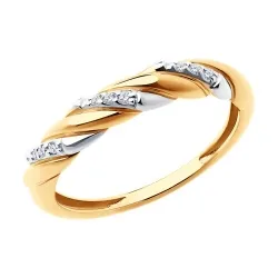 Inel din aur roșu cu Cubic Zirconia Incolor