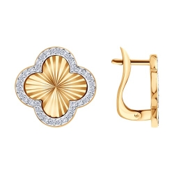 Cercei din aur roșu cu pietre Cubic Zirconia Incolor