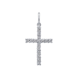 Cruce din aur alb cu pietre Diamant