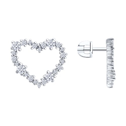 Серьги Пусеты из серебра с камнями Фианит