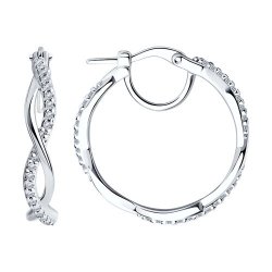 Cercei Creole din argint  cu pietre Cubic Zirconia Incolor