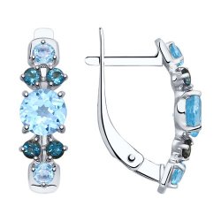 Серьги из белого золота с камнями Топаз Swiss, Топаз London