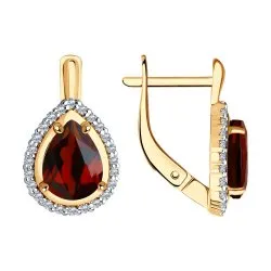 Cercei din aur roșu cu Cubic Zirconia Incolor, Granat