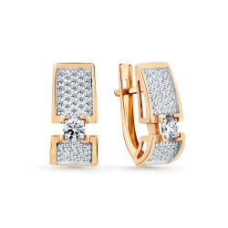 Cercei din aur roșu cu pietre Cubic Zirconia Incolor