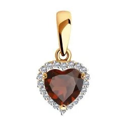 Pandantiv din aur roșu cu Cubic Zirconia Incolor, Granat